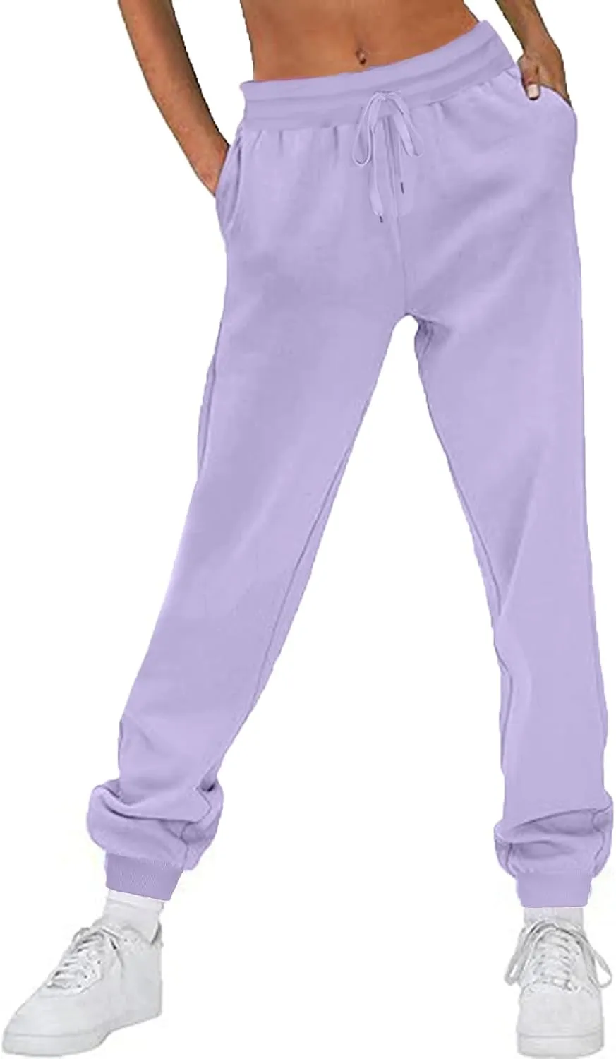 TANGNADE Fleece Lined Sweatpants Women Drawstring Joggers with Pockets High Waisted Thermal Winter Warm Pants