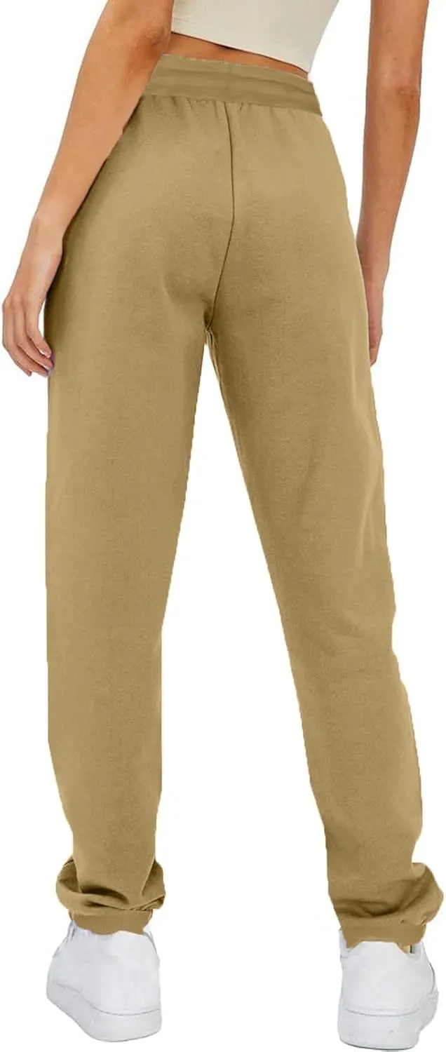 TANGNADE Fleece Lined Sweatpants Women Drawstring Joggers with Pockets High Waisted Thermal Winter Warm Pants