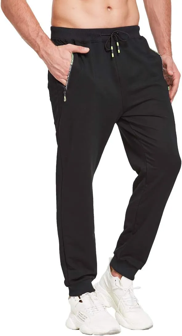 Tansozer Men's Lightweight Joggers Casual Slim Sweatpants Track Pants with Zipper Pockets