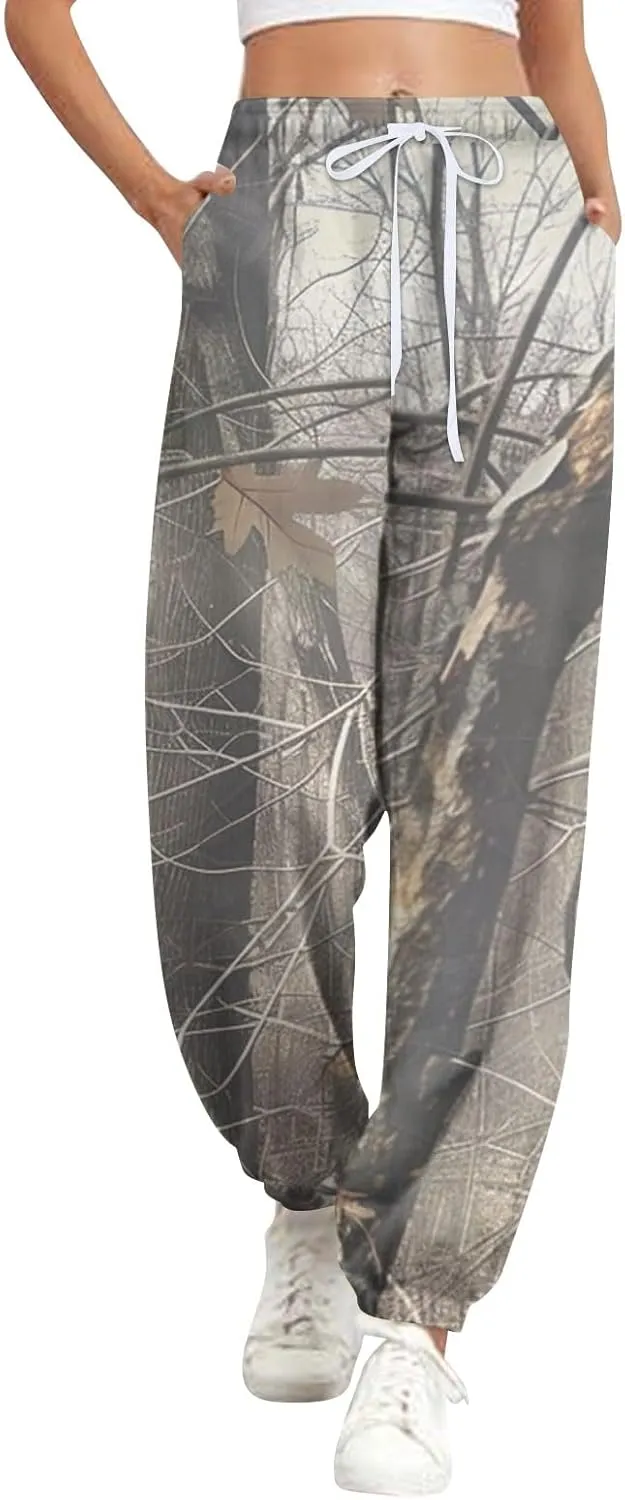 Tapered Fitness Holiday Slacks Ladies Casual High Waist Joggers Womens Print Fitted