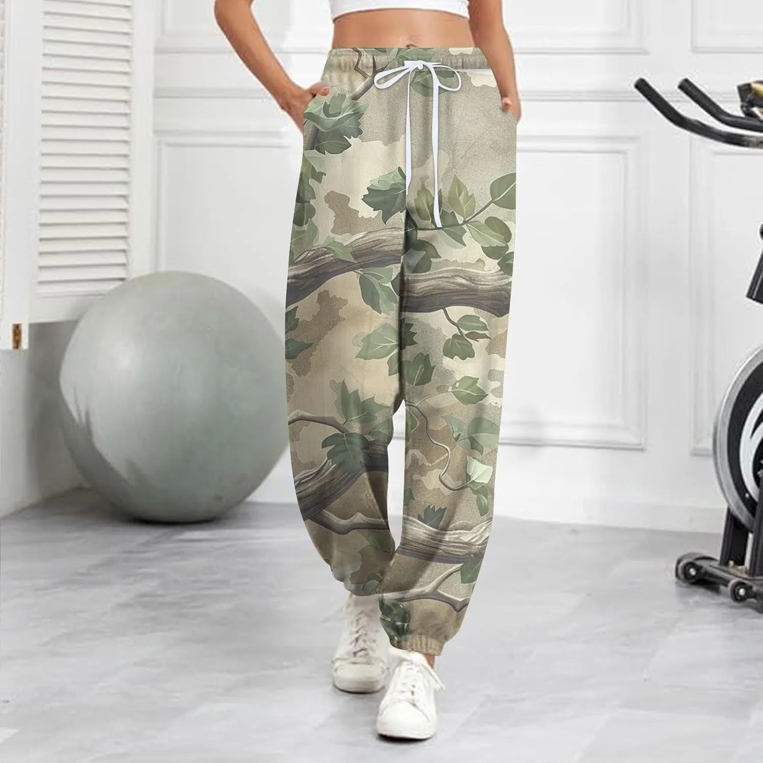 Tapered Fitness Holiday Slacks Ladies Casual High Waist Joggers Womens Print Fitted