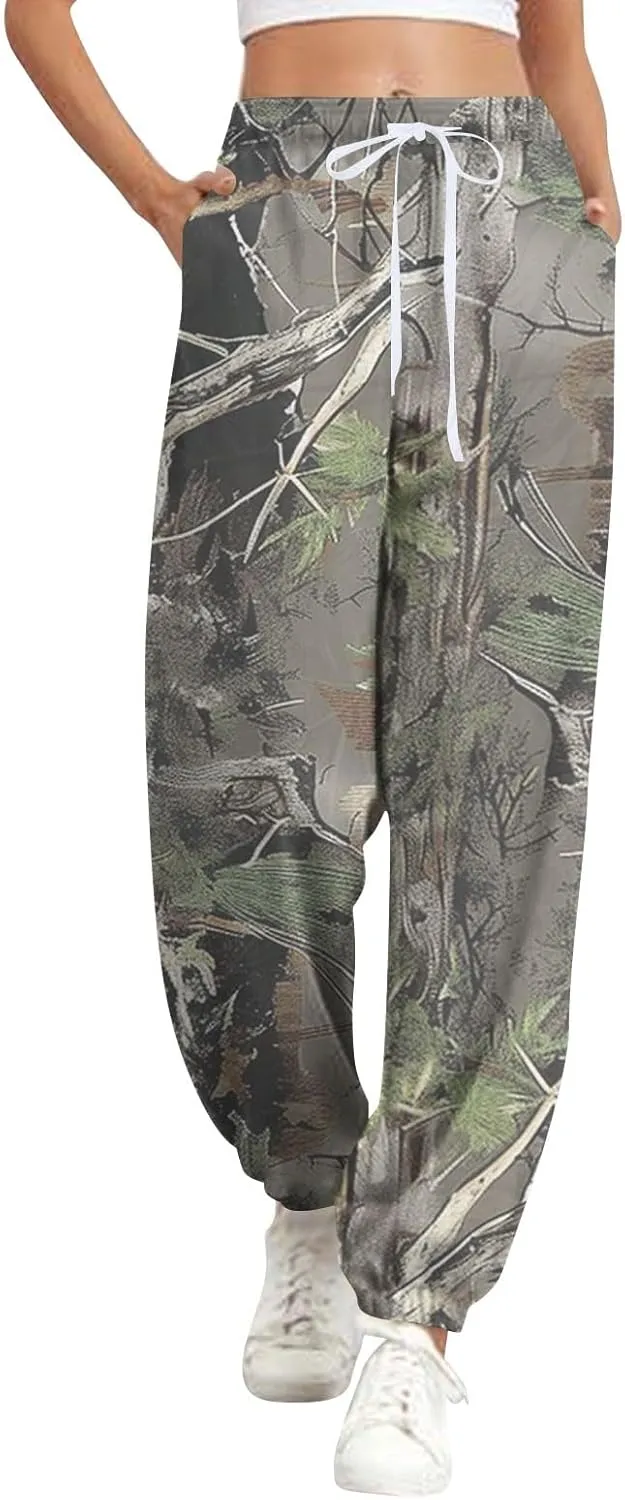Tapered Fitness Holiday Slacks Ladies Casual High Waist Joggers Womens Print Fitted
