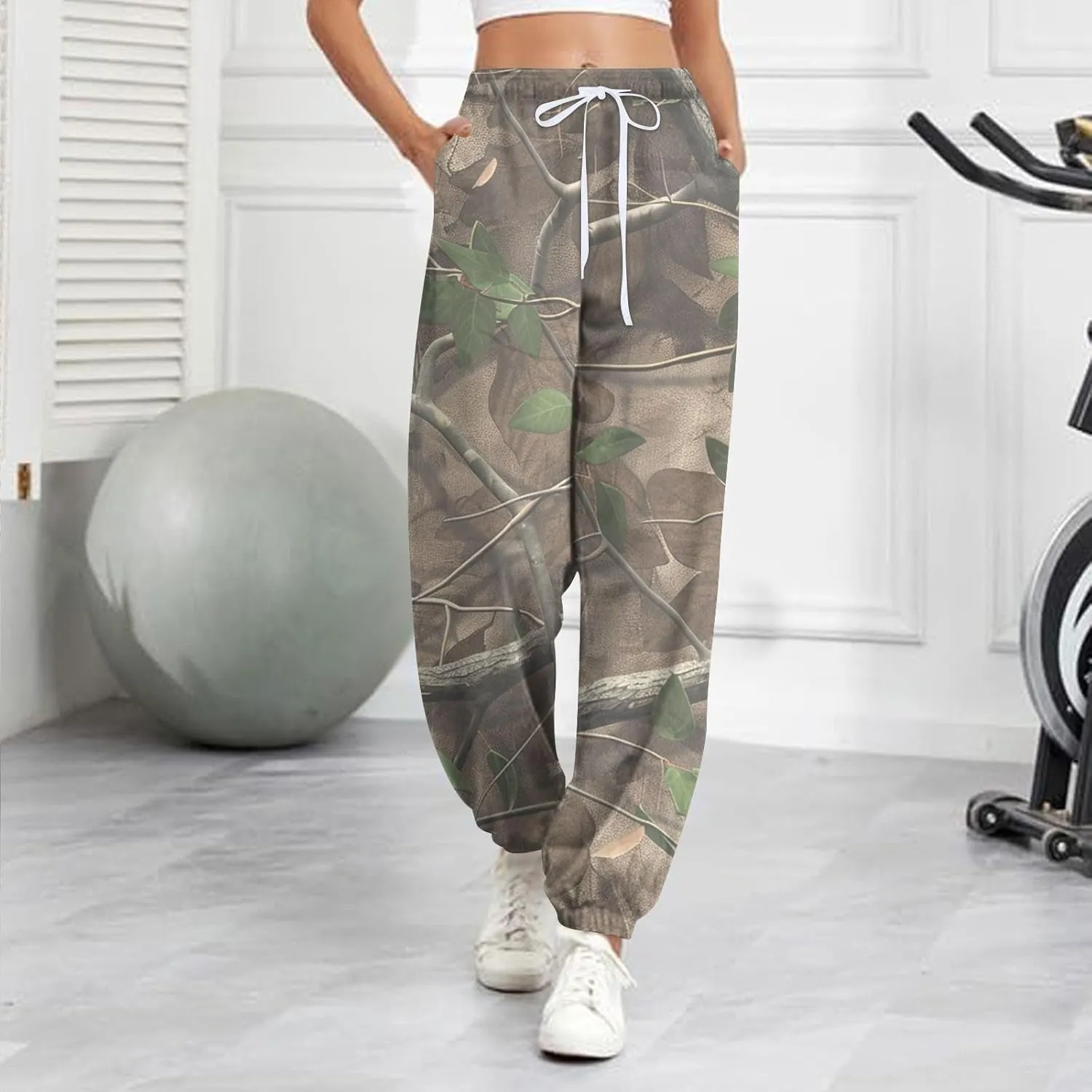 Tapered Fitness Holiday Slacks Ladies Casual High Waist Joggers Womens Print Fitted
