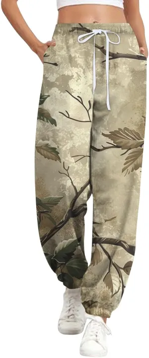 Tapered Fitness Holiday Slacks Ladies Casual High Waist Joggers Womens Print Fitted