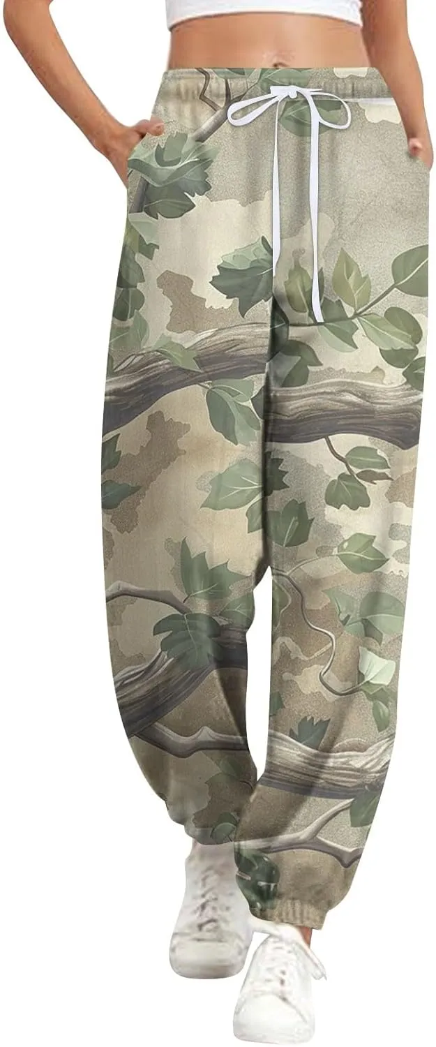 Tapered Fitness Holiday Slacks Ladies Casual High Waist Joggers Womens Print Fitted