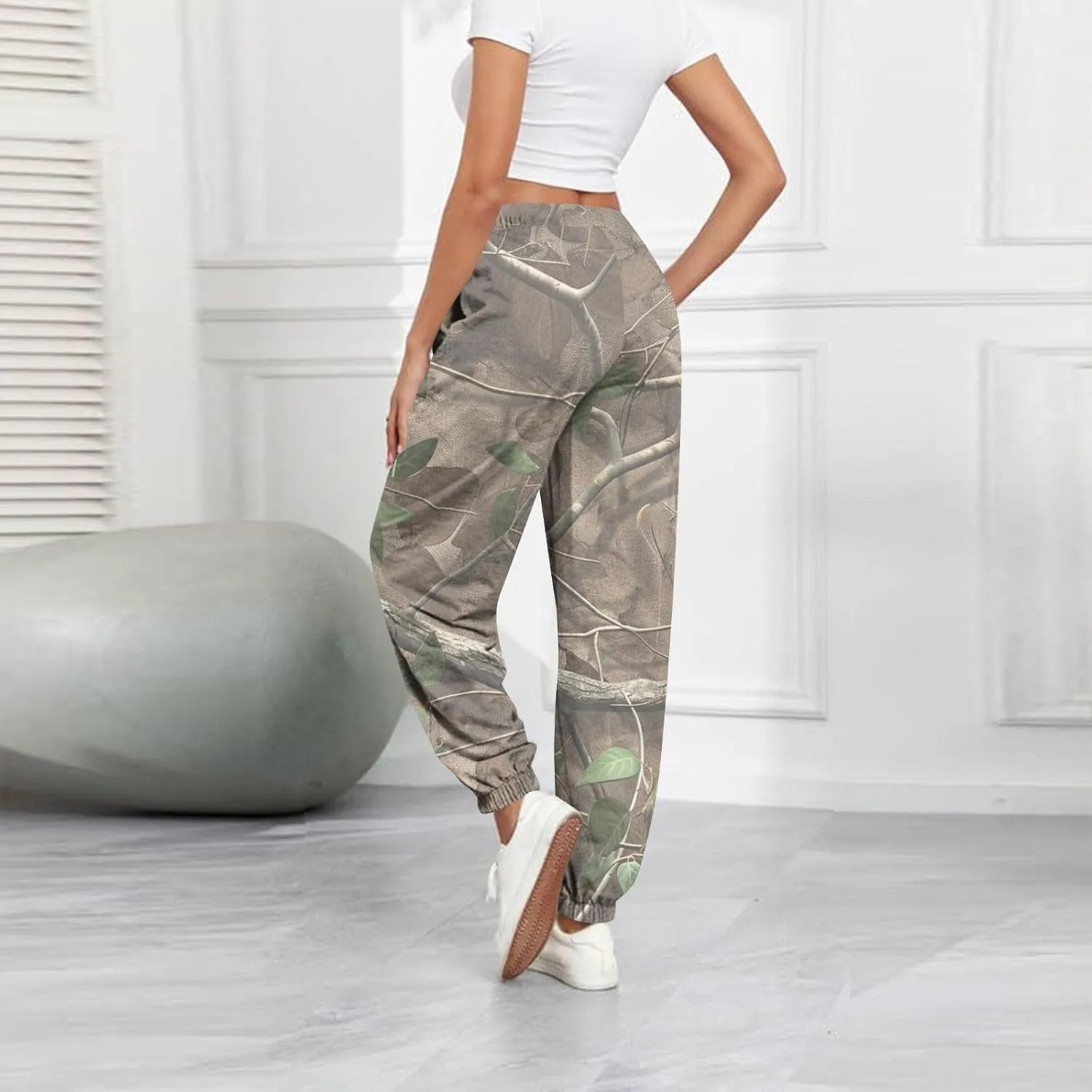 Tapered Fitness Holiday Slacks Ladies Casual High Waist Joggers Womens Print Fitted