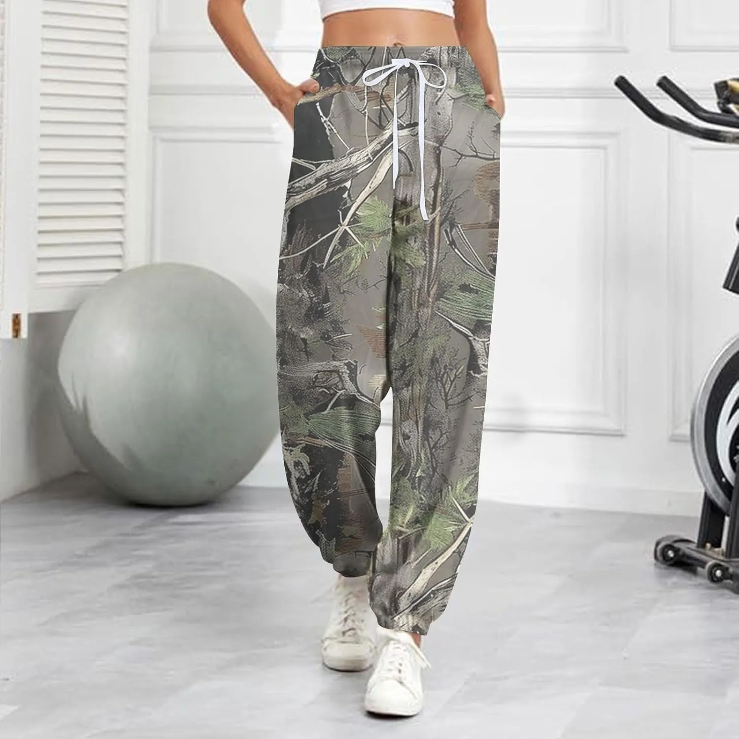 Tapered Fitness Holiday Slacks Ladies Casual High Waist Joggers Womens Print Fitted