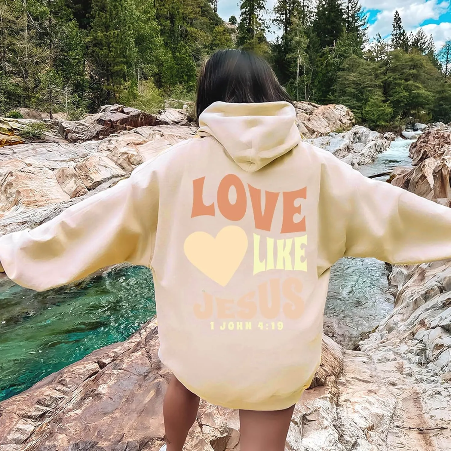 Thankful Grateful Blessed Letter Print Hoodie For Women Fleece Pullover With Kangaroo Pocket Hooded Graphic Tee Fall Trendy