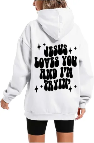 Thick Oversized Hoodies Women Women's Casual Letter Print Solid Color Round Neck Graphic Hoodie Juniors