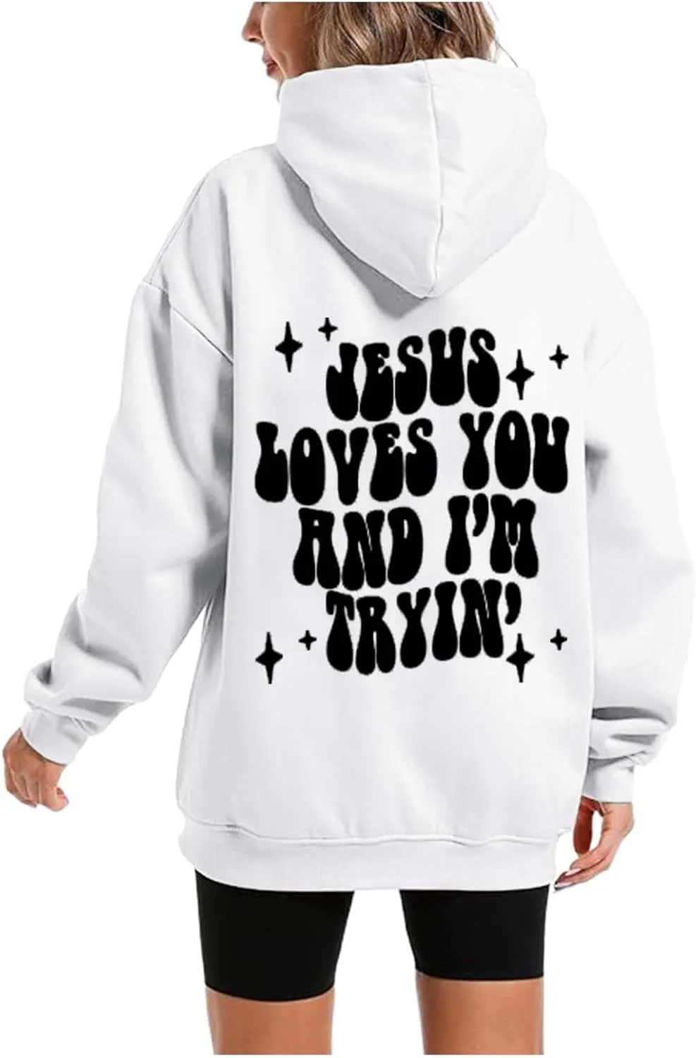 Thick Oversized Hoodies Women Women's Casual Letter Print Solid Color Round Neck Graphic Hoodie Juniors