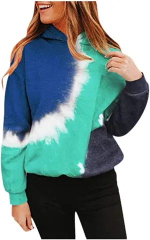 Tie Dye Hoodies for Women Long Sleeve Casual Loose Fit Fashion Sweatshirts Oversized Comfy Cute Pullover Tops