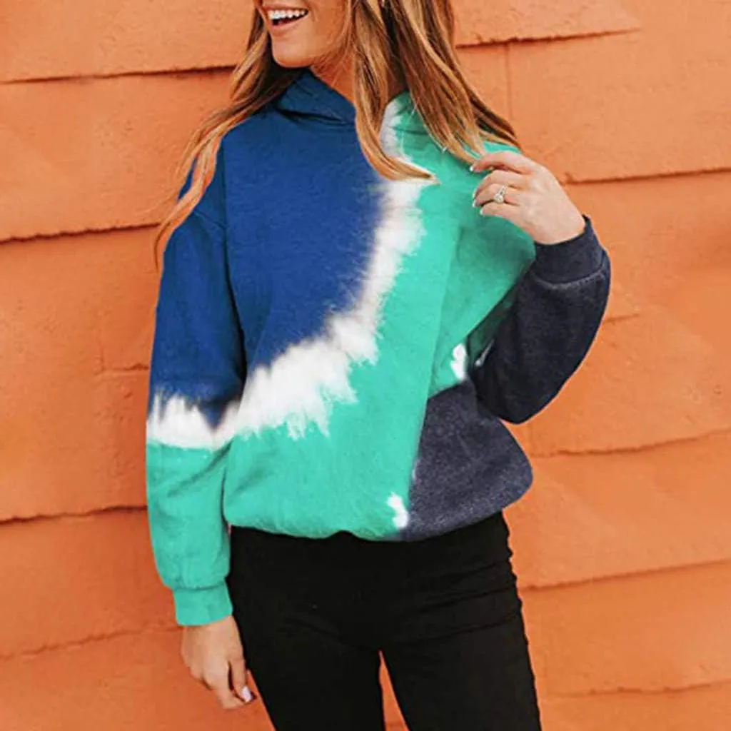 Tie Dye Hoodies for Women Long Sleeve Casual Loose Fit Fashion Sweatshirts Oversized Comfy Cute Pullover Tops