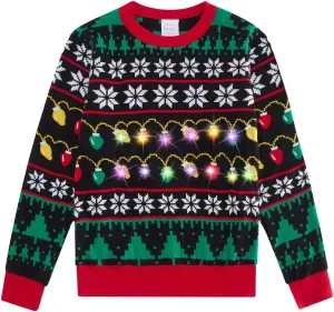 UNICOMIDEA Kids Ugly Christmas Sweaters Boys Girls LED Light Up Knitted Pullover Xmas Jumper 7-14T