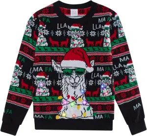 UNICOMIDEA Kids Ugly Christmas Sweaters Boys Girls LED Light Up Knitted Pullover Xmas Jumper 7-14T
