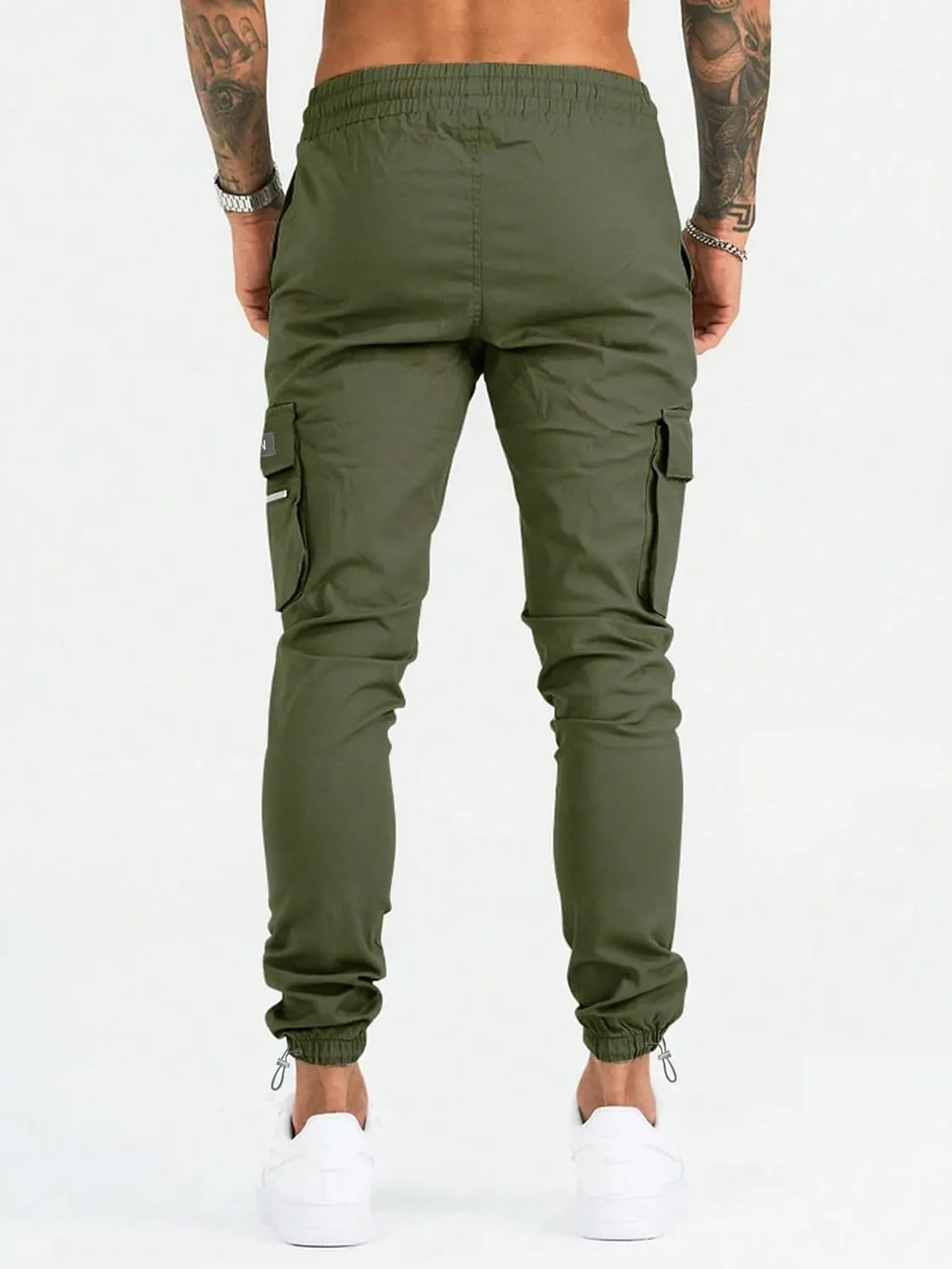 Verdusa Men's Drawstring Waist Cargo Joggers with Pockets Streetwear Pants Trousers