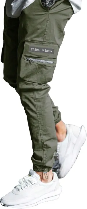 Verdusa Men's Drawstring Waist Cargo Joggers with Pockets Streetwear Pants Trousers