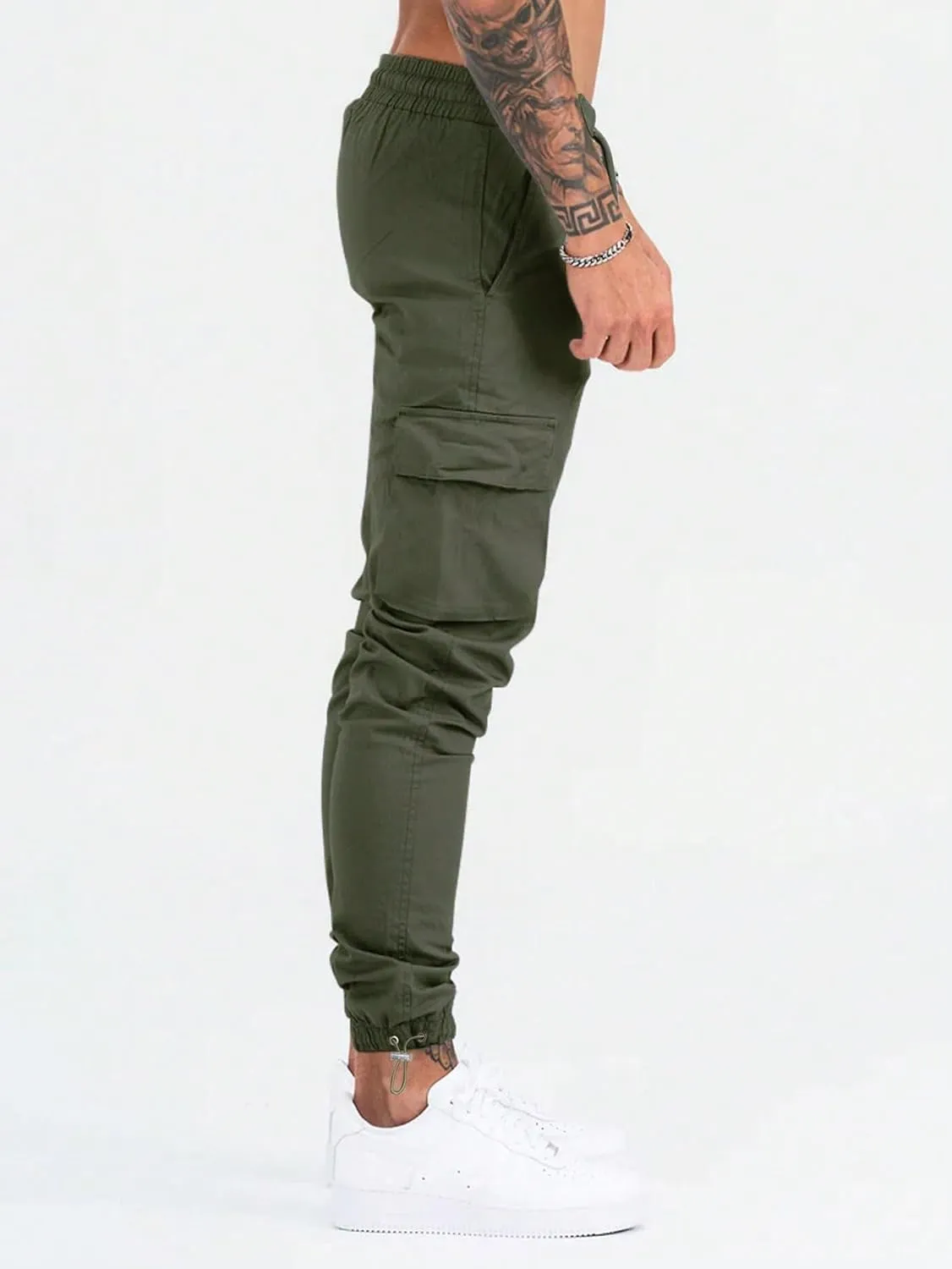 Verdusa Men's Drawstring Waist Cargo Joggers with Pockets Streetwear Pants Trousers