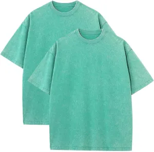 Vintage Mens Oversized T Shirts Heavyweight Cotton T Shirts Casual Loose Workout Tee for Men Solid Basic Tee Tops