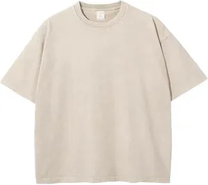 Vintage Oversized Mens T Shirts Acid Wash T Shirts Heavyweight Cotton Workout T Shirts for Men Solid Basic Tee Tops
