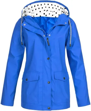 Waterproof Windbreaker for Women Waterproof Breathable Hooded Rain Jacket Girls Rain Coat Shell for Hiking Travel
