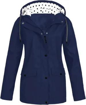Waterproof Windbreaker for Women Waterproof Breathable Hooded Rain Jacket Girls Rain Coat Shell for Hiking Travel