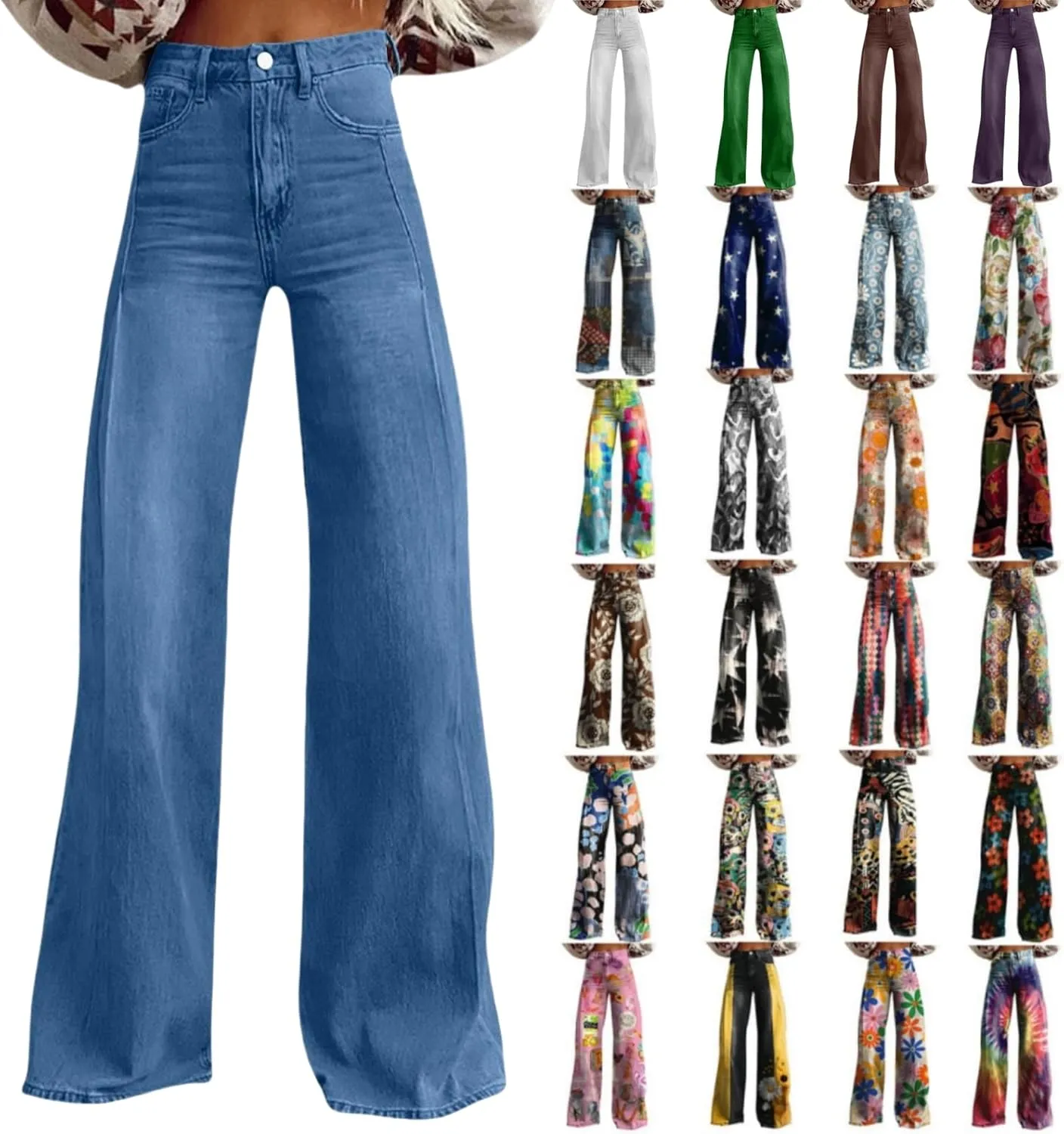 Wide Leg Jeans for Womens High Waisted Jean with Pockets Baggy Denim Pants Loose Boyfriend Casual Pant