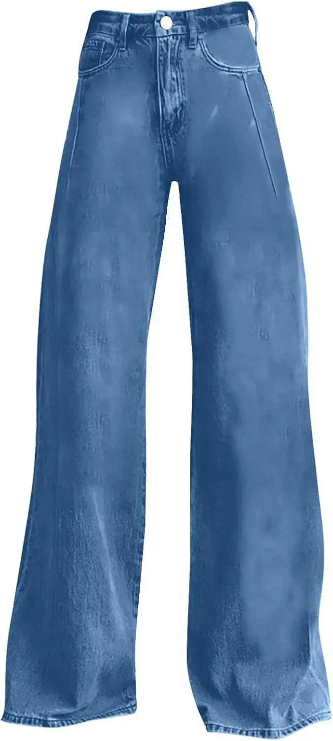 Wide Leg Jeans for Womens High Waisted Jean with Pockets Baggy Denim Pants Loose Boyfriend Casual Pant