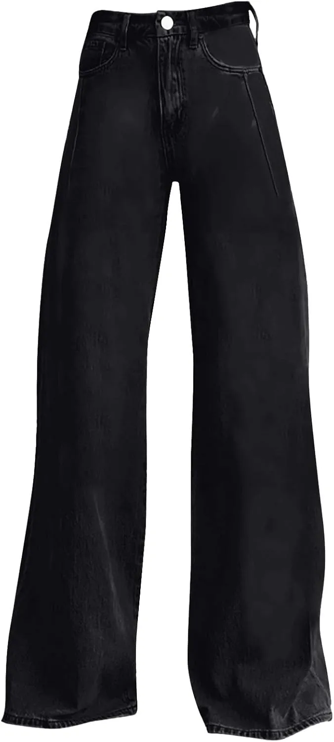 Wide Leg Jeans for Womens High Waisted Jean with Pockets Baggy Denim Pants Loose Boyfriend Casual Pant