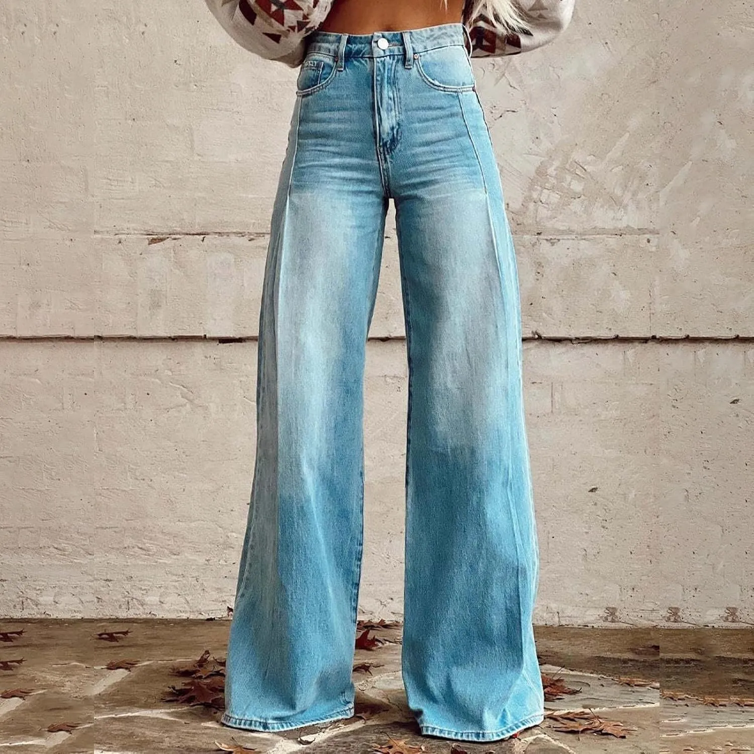 Wide Leg Jeans for Womens High Waisted Jean with Pockets Baggy Denim Pants Loose Boyfriend Casual Pant