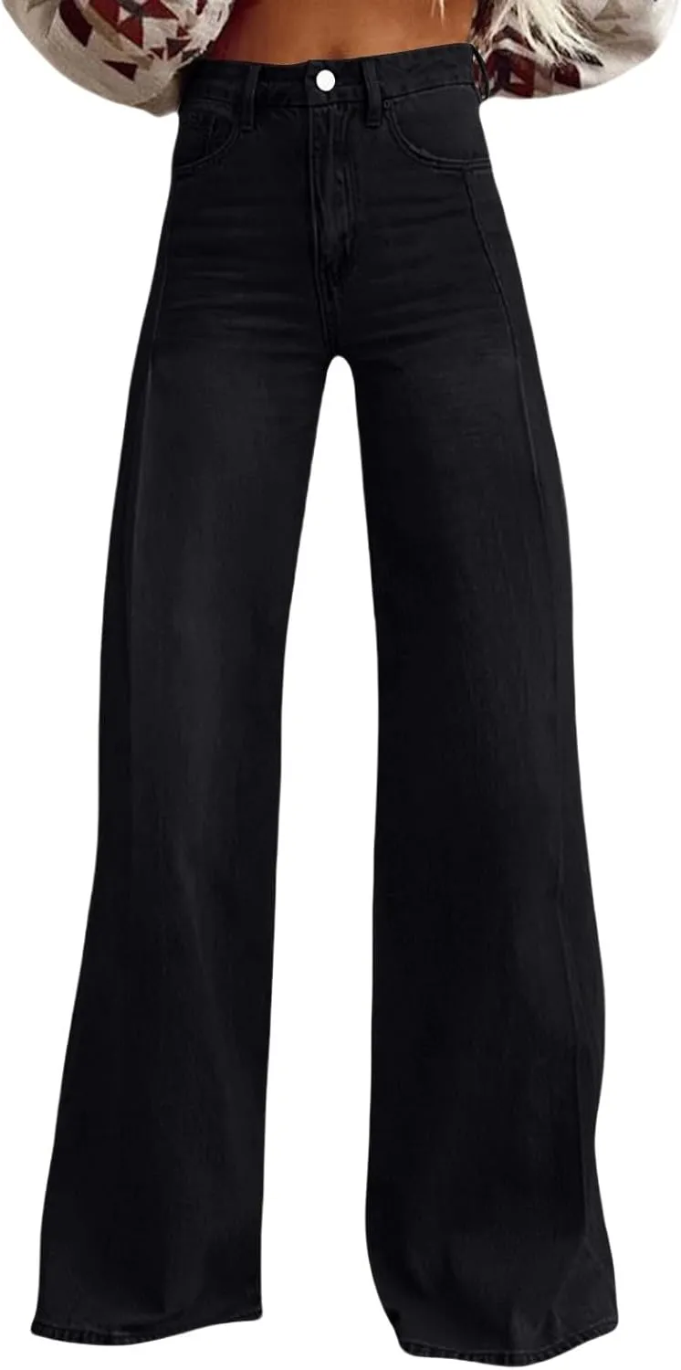 Wide Leg Jeans for Womens High Waisted Jean with Pockets Baggy Denim Pants Loose Boyfriend Casual Pant