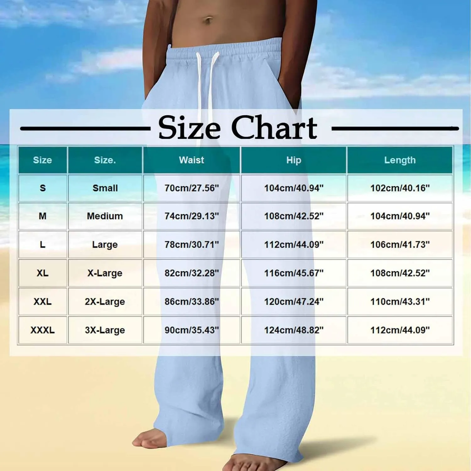 Wide Leg Linen Dress Pants Men Elastic Waist Pants with Pockets Relaxed Fit Beach Yoga Travel Lounge Trousers