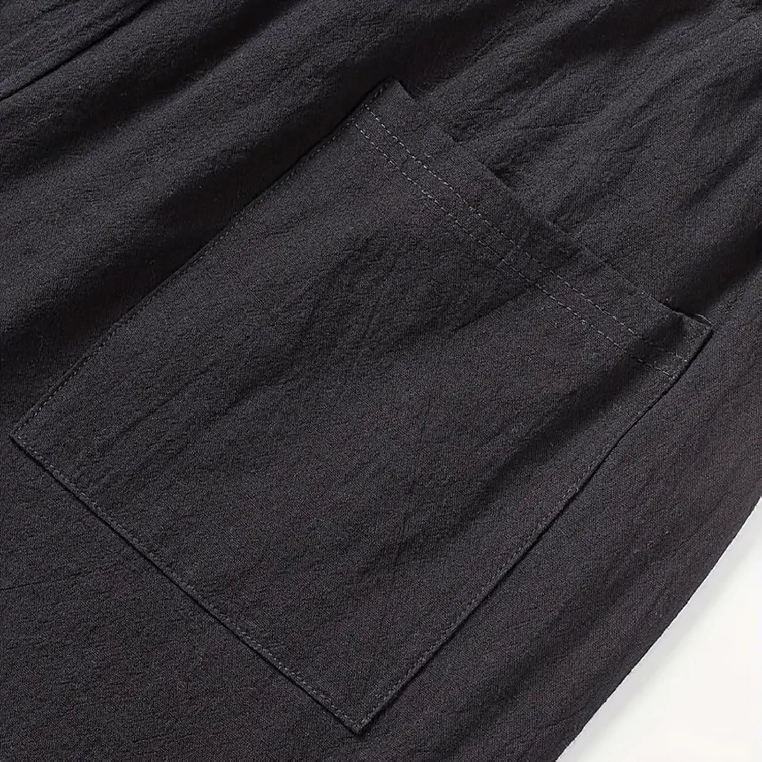 Wide Leg Linen Dress Pants Men Elastic Waist Pants with Pockets Relaxed Fit Beach Yoga Travel Lounge Trousers
