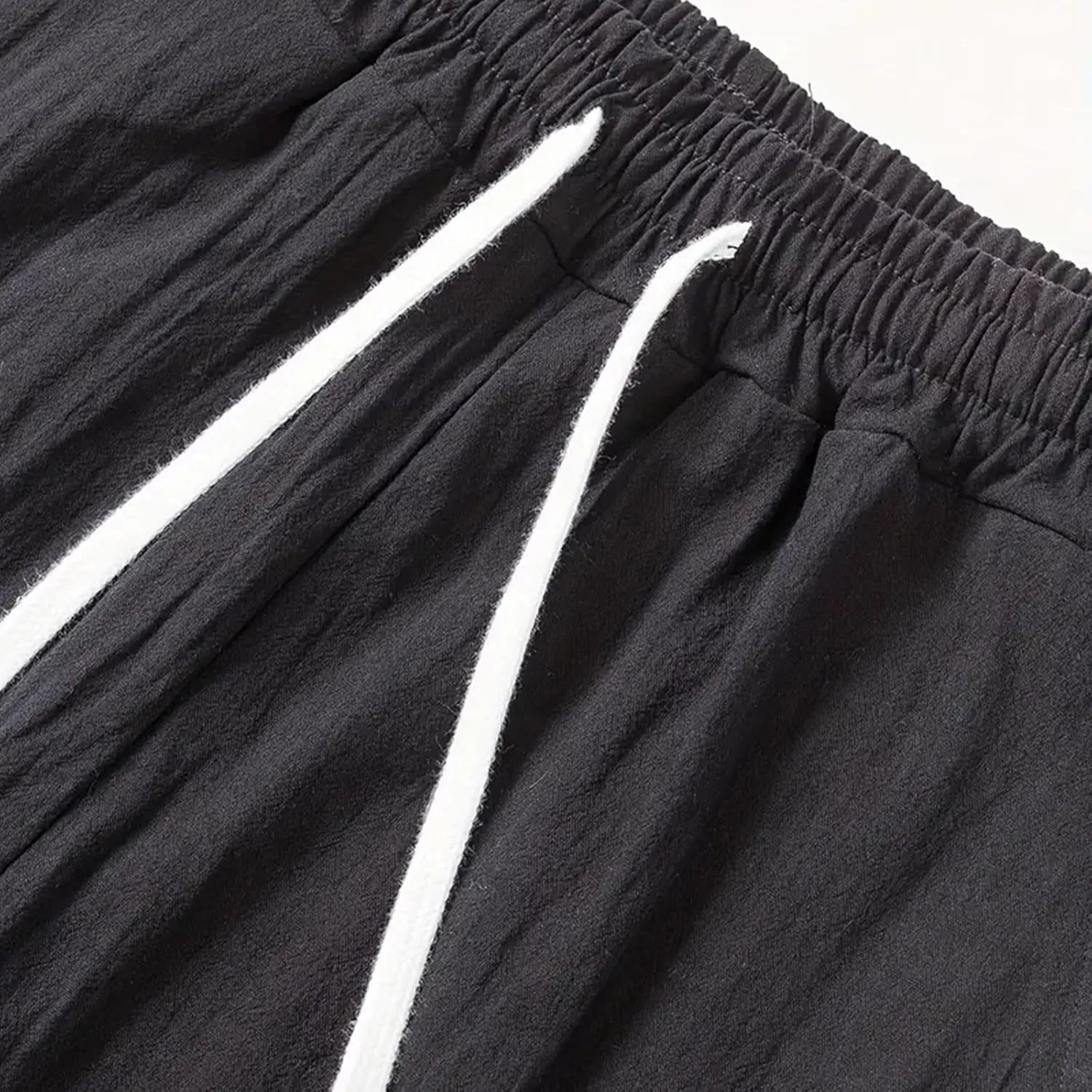 Wide Leg Linen Dress Pants Men Elastic Waist Pants with Pockets Relaxed Fit Beach Yoga Travel Lounge Trousers
