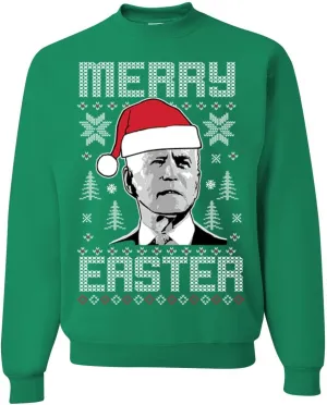 Wild Bobby Merry Easter Funny Joe Biden Holiday Ugly Christmas Sweater Unisex Crewneck Sweatshirt