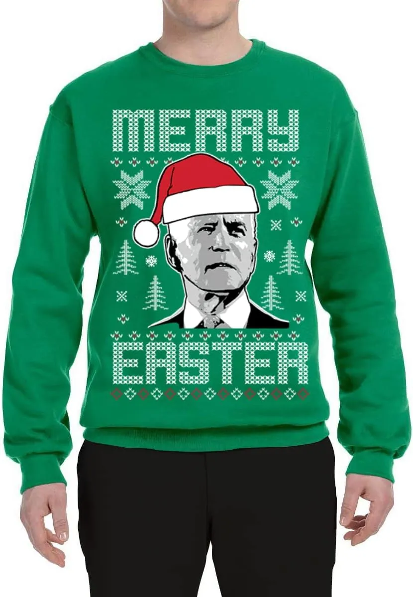 Wild Bobby Merry Easter Funny Joe Biden Holiday Ugly Christmas Sweater Unisex Crewneck Sweatshirt