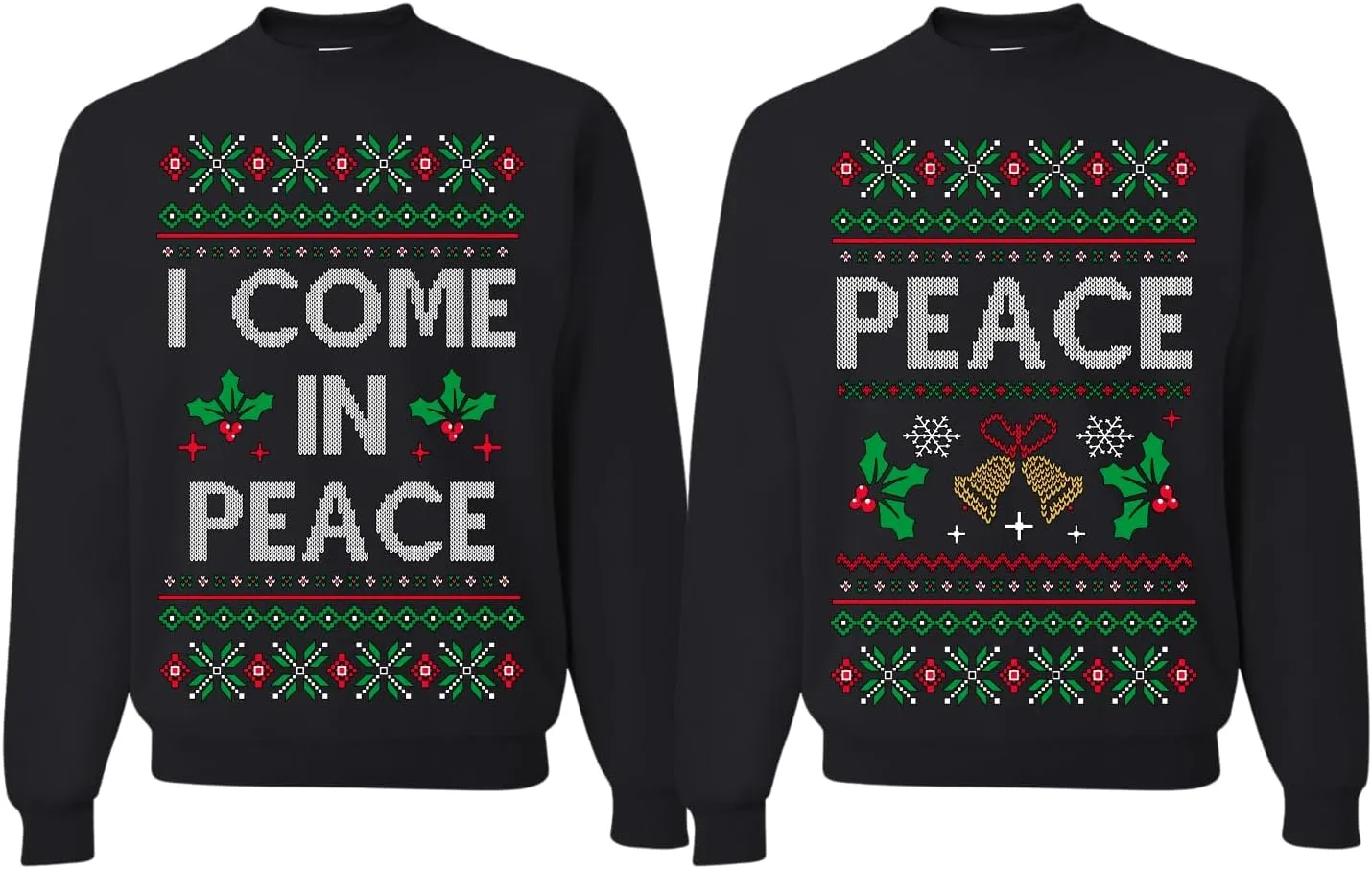 Wild Bobby Ugly Christmas Sweaters for Couples Adult His Hers Unisex Christmas Holiday Sweatshirts