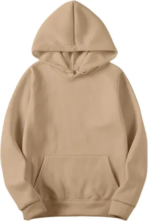 Winter Warm Fitted Soft Solid Sweatshirts for Womens Long Sleeve Hooded Pullovers with Pockets Outdoor Workout Hoodies