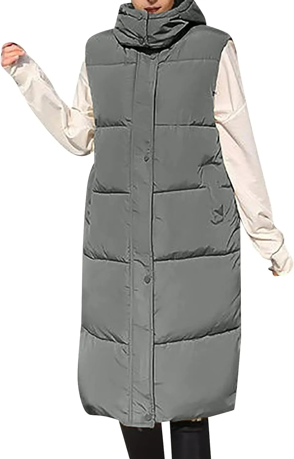Woman Winter Coat Light Down Zip Up Puffer Jackets Plus Size Long Sleeve Casual Parka Jackets With Pocket