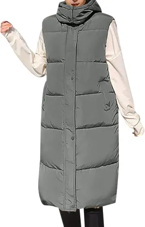 Woman Winter Coat Light Down Zip Up Puffer Jackets Plus Size Long Sleeve Casual Parka Jackets With Pocket