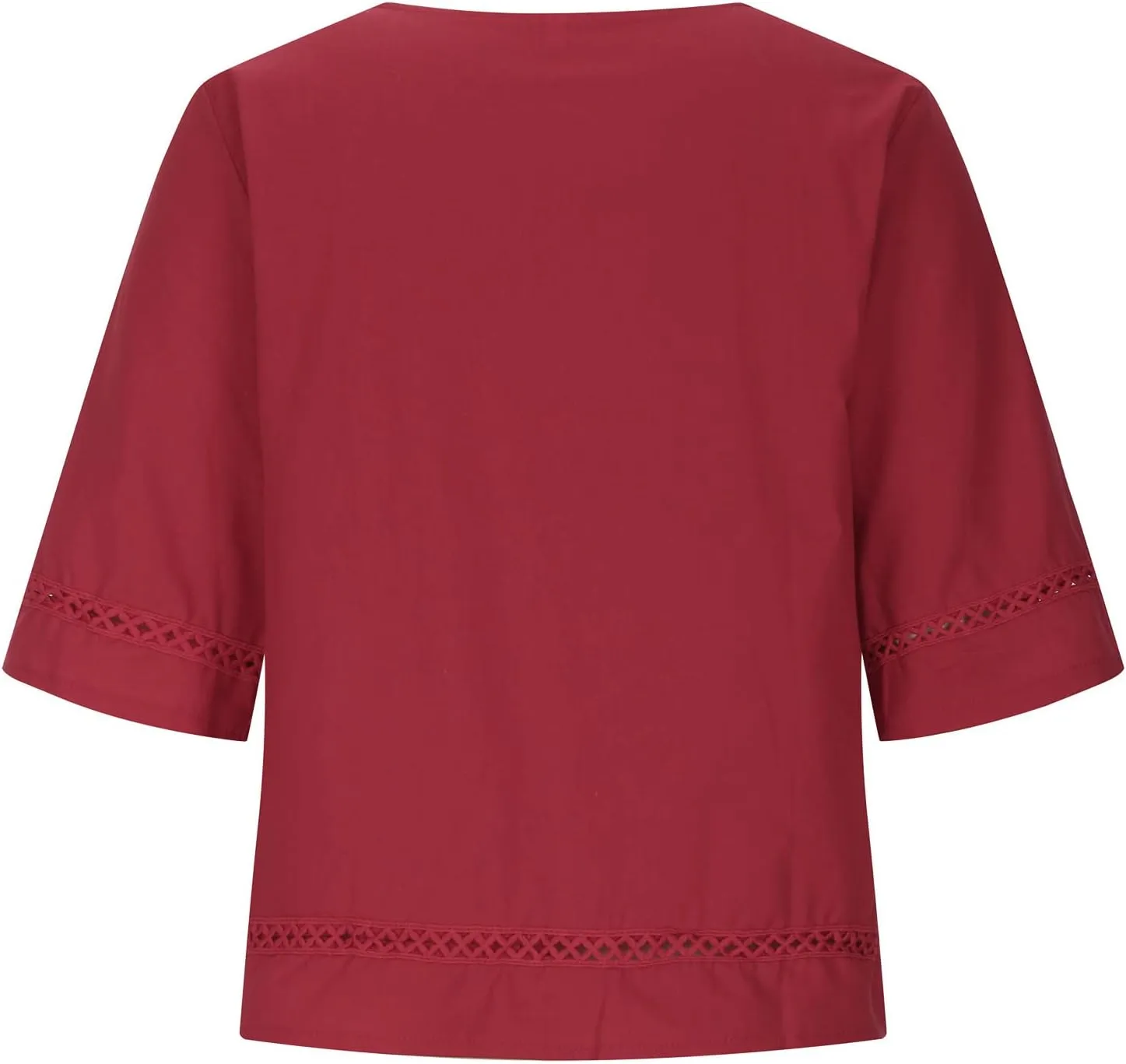Women Crewneck Half Sleeve Cotton Linen Shirt Blouse Simple Solid Color Tees Shirts Loose Casual Tops