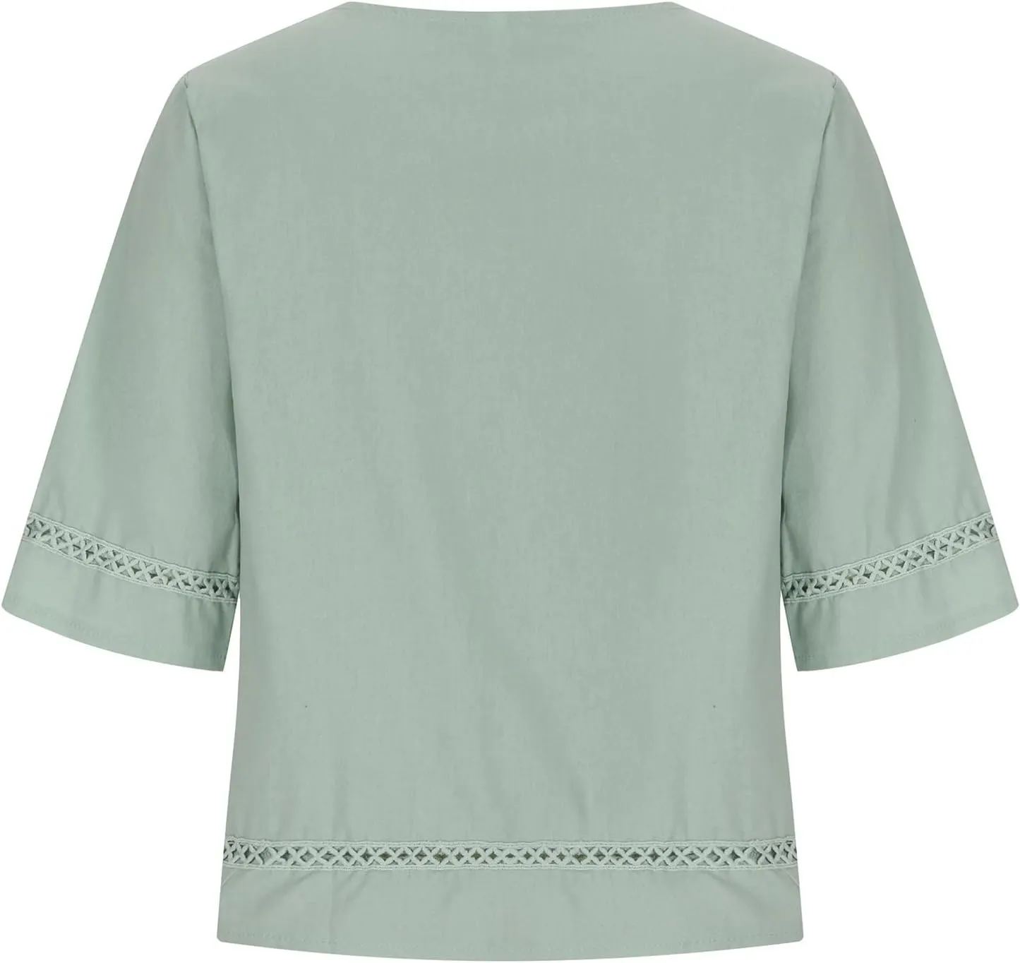 Women Crewneck Half Sleeve Cotton Linen Shirt Blouse Simple Solid Color Tees Shirts Loose Casual Tops