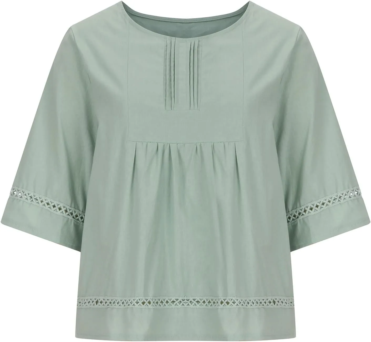 Women Crewneck Half Sleeve Cotton Linen Shirt Blouse Simple Solid Color Tees Shirts Loose Casual Tops