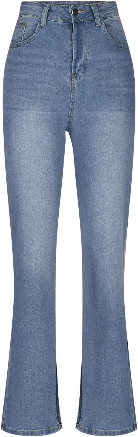 Women High Waisted Raw Hem Petite Jeans Skinny Stretchy Denim Pants Tapered Jeans Skinny Leg Work Casual Pants