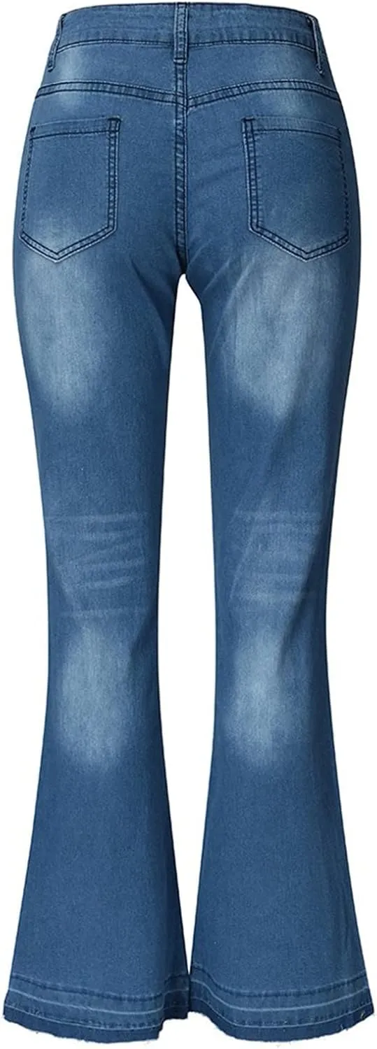 Women Low Waisted Flared Jeans Bell Bottom Jeans Plus Size Wide Leg Denim Pants Hip Hop Street Pants