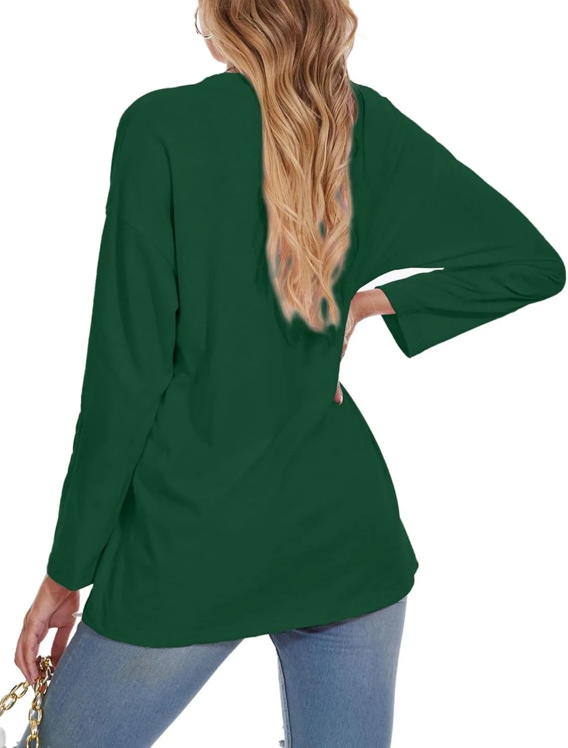 Women Oversized Crew Neck T-Shirts Loose Long Sleeve Tunic Top 2024 Comfy Cozy Cotton Lounge Tees