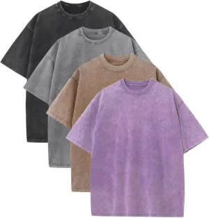 Women Oversized T Shirts Plus Size Cotton Shirt Acid Wash Vintage Shirts Casual Short Sleeve Tee Tops