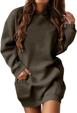 Women Oversized Tunic Hoodie Drawstring Winter Plus Size Sweatshirt Fall Casual Loungewear Pullover Tops with Pockets