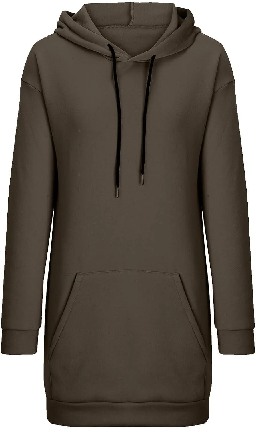 Women Oversized Tunic Hoodie Drawstring Winter Plus Size Sweatshirt Fall Casual Loungewear Pullover Tops with Pockets