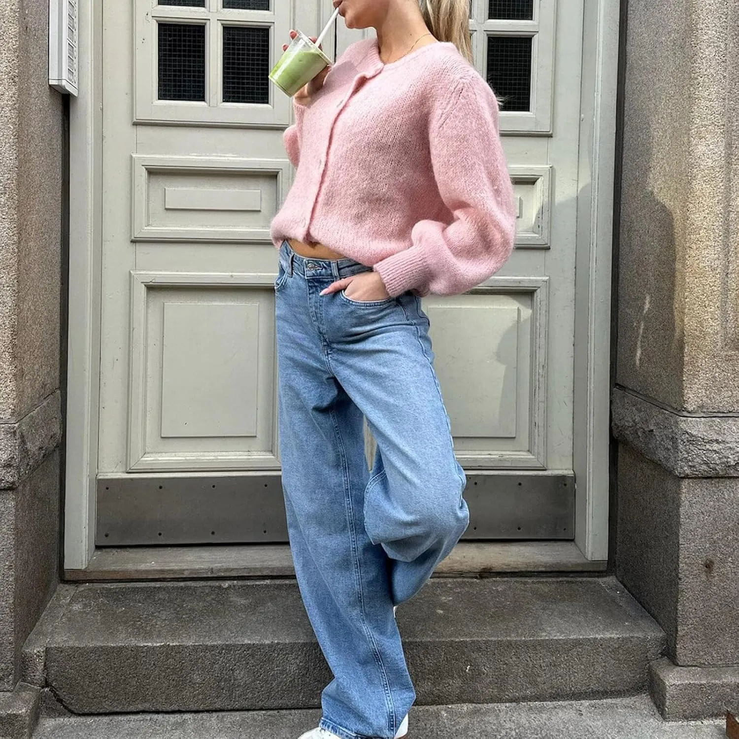 Women Warm Knit Button up Sweaters Open Front Long Sleeve Cardigans Knitwear Sweater Top