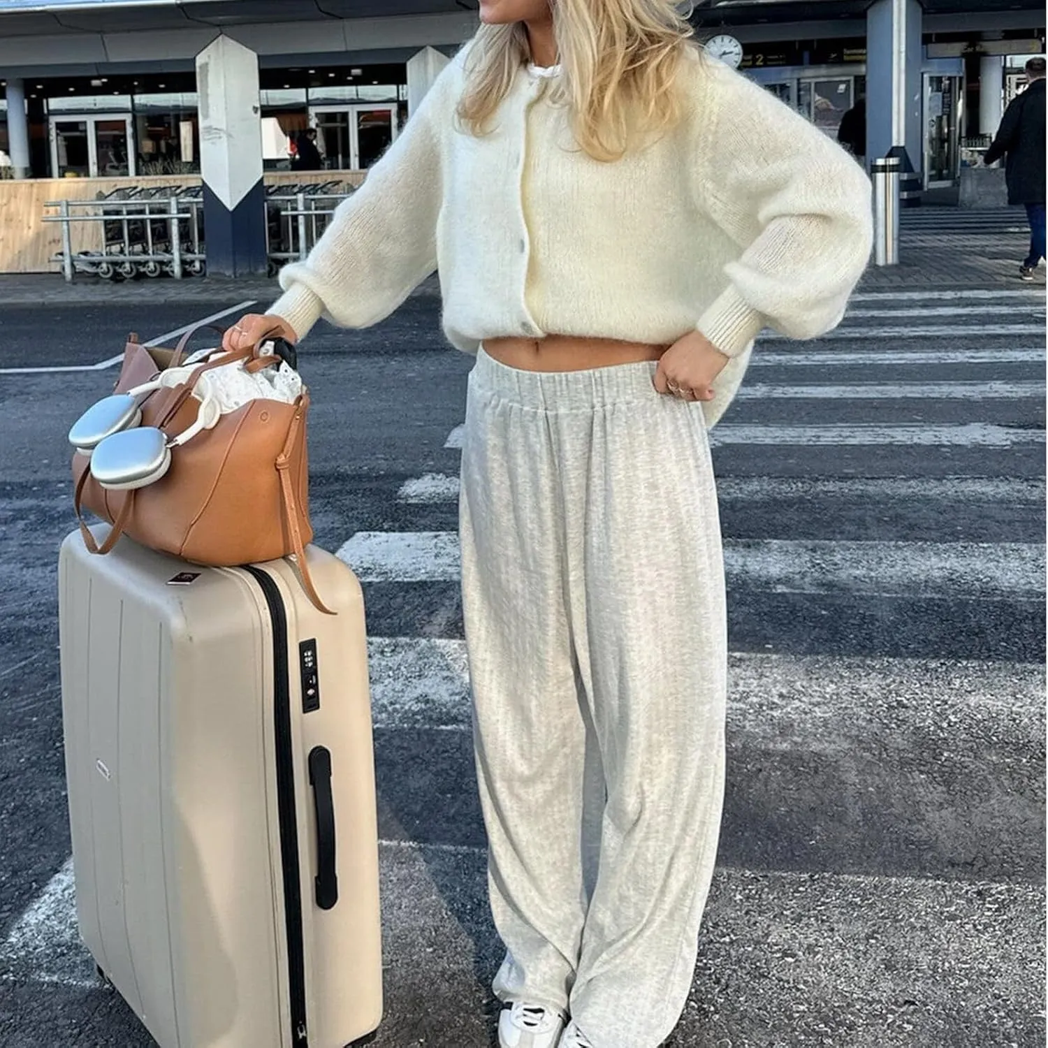 Women Warm Knit Button up Sweaters Open Front Long Sleeve Cardigans Knitwear Sweater Top